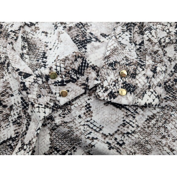 Calvin Klein Snake Print Long Sleeve Button Up Collared Blouse Top Size Medium - Picture 5 of 7